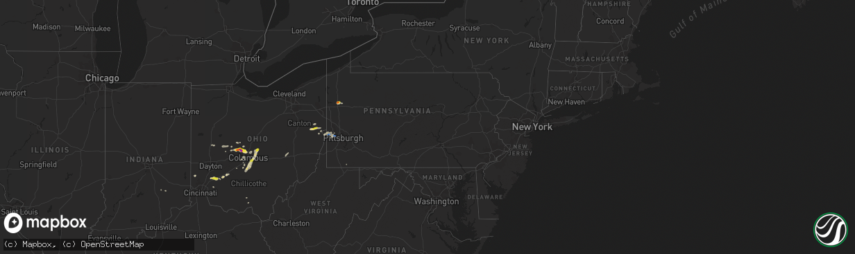 Hail map in Pennsylvania on September 1, 2019