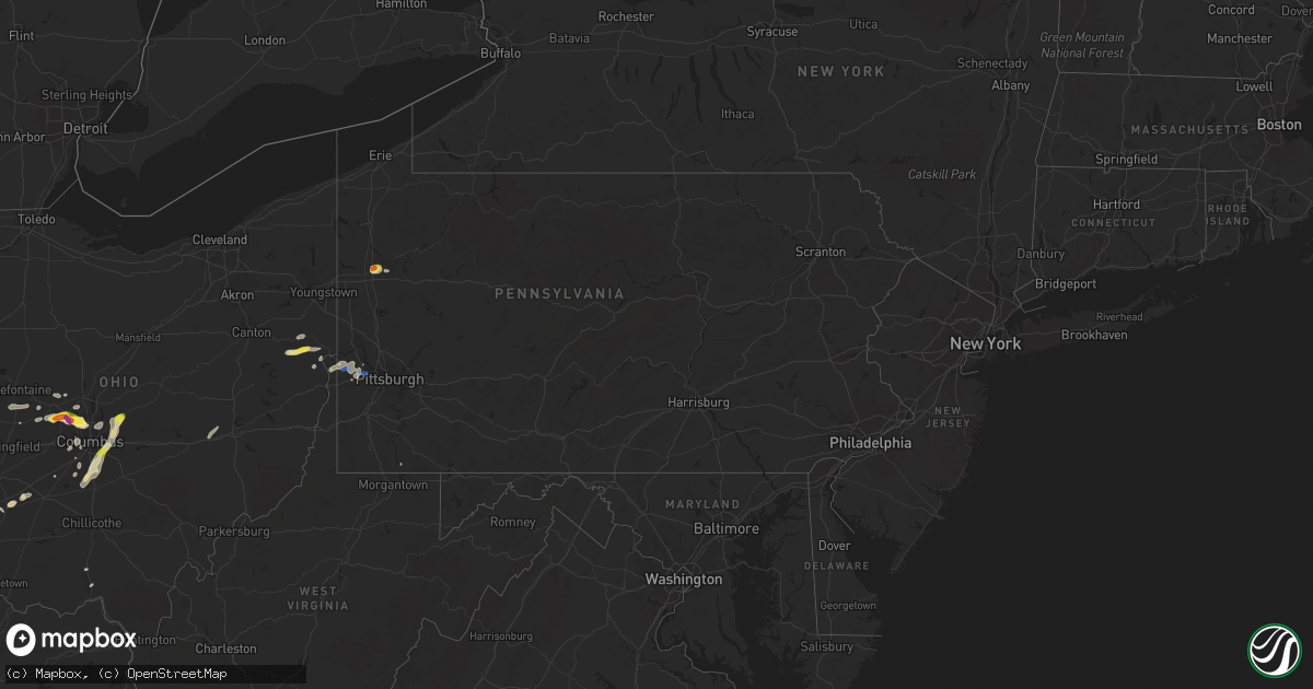 Hail map in Pennsylvania on September 1, 2019