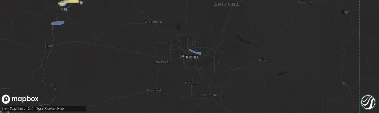 Hail map in Phoenix, AZ on September 1, 2019