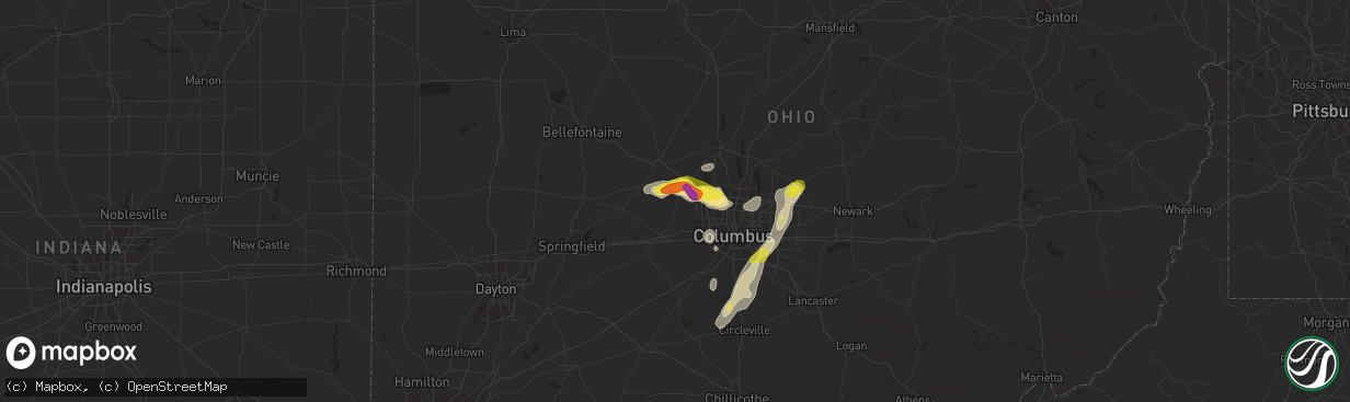 Hail map in Plain City, OH on September 1, 2019