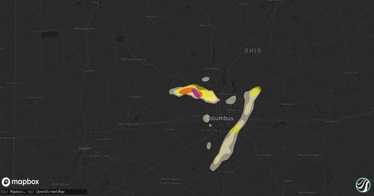 Hail map in Plain City, OH on September 1, 2019