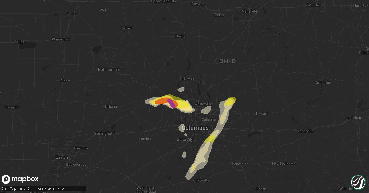 Hail map in Powell, OH on September 1, 2019