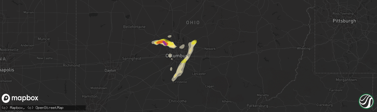 Hail map in Reynoldsburg, OH on September 1, 2019