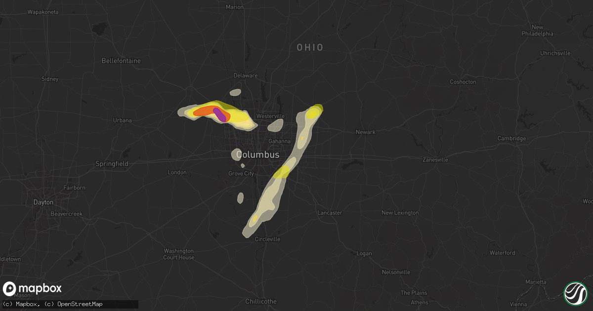 Hail map in Reynoldsburg, OH on September 1, 2019