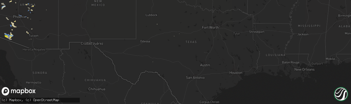 Hail map in Texas on September 1, 2019