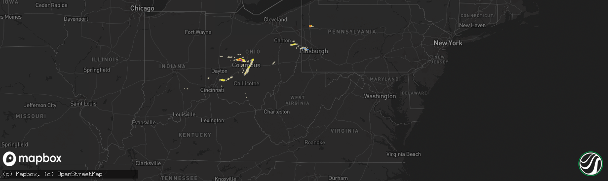 Hail map in West Virginia on September 1, 2019