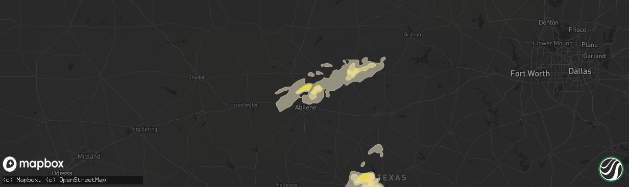 Hail map in Abilene, TX on September 1, 2020