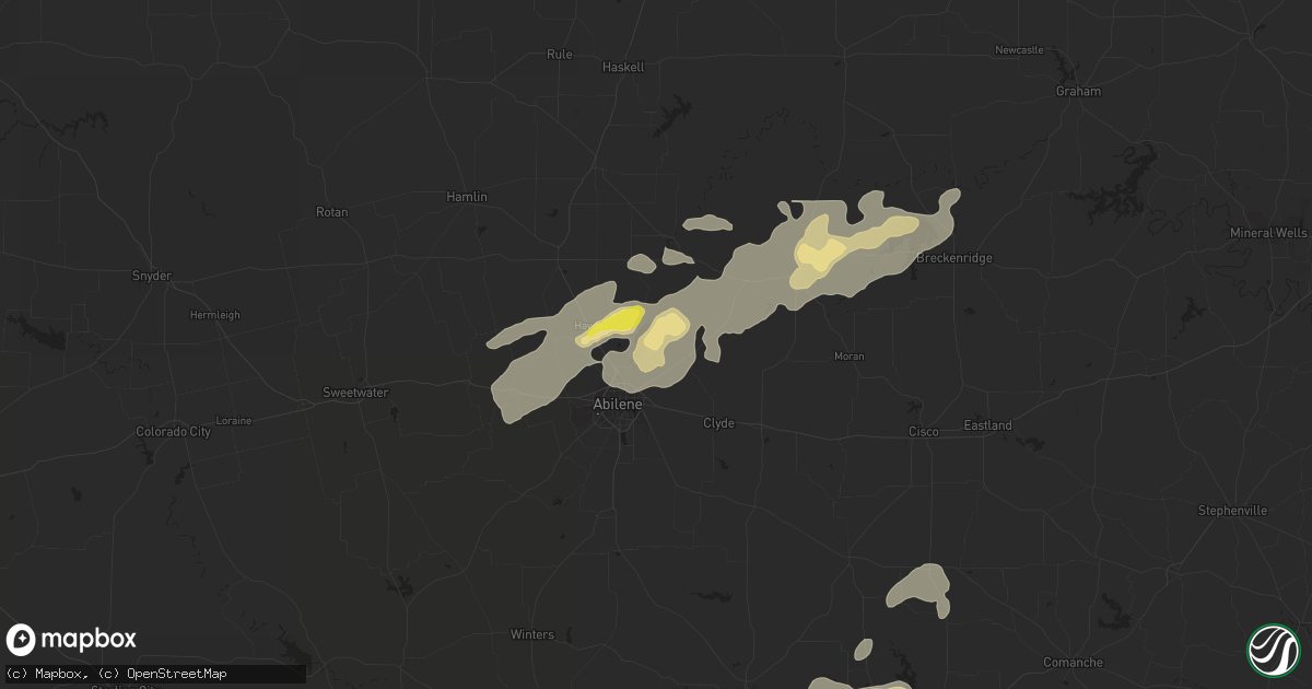 Hail map in Abilene, TX on September 1, 2020