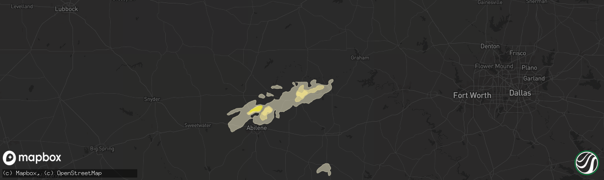 Hail map in Albany, TX on September 1, 2020