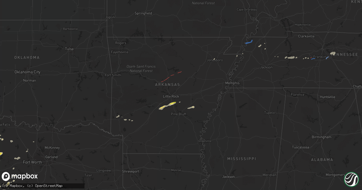 Hail map in Arkansas on September 1, 2020