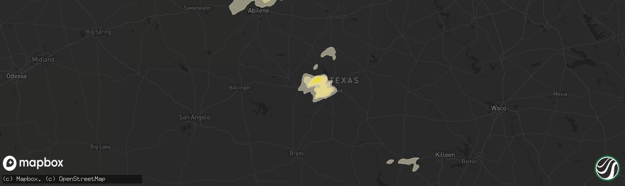 Hail map in Bangs, TX on September 1, 2020