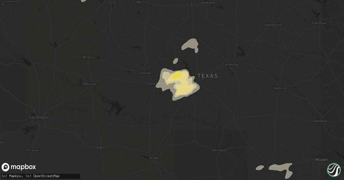 Hail map in Bangs, TX on September 1, 2020