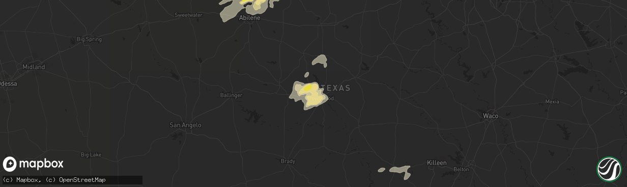 Hail map in Brownwood, TX on September 1, 2020