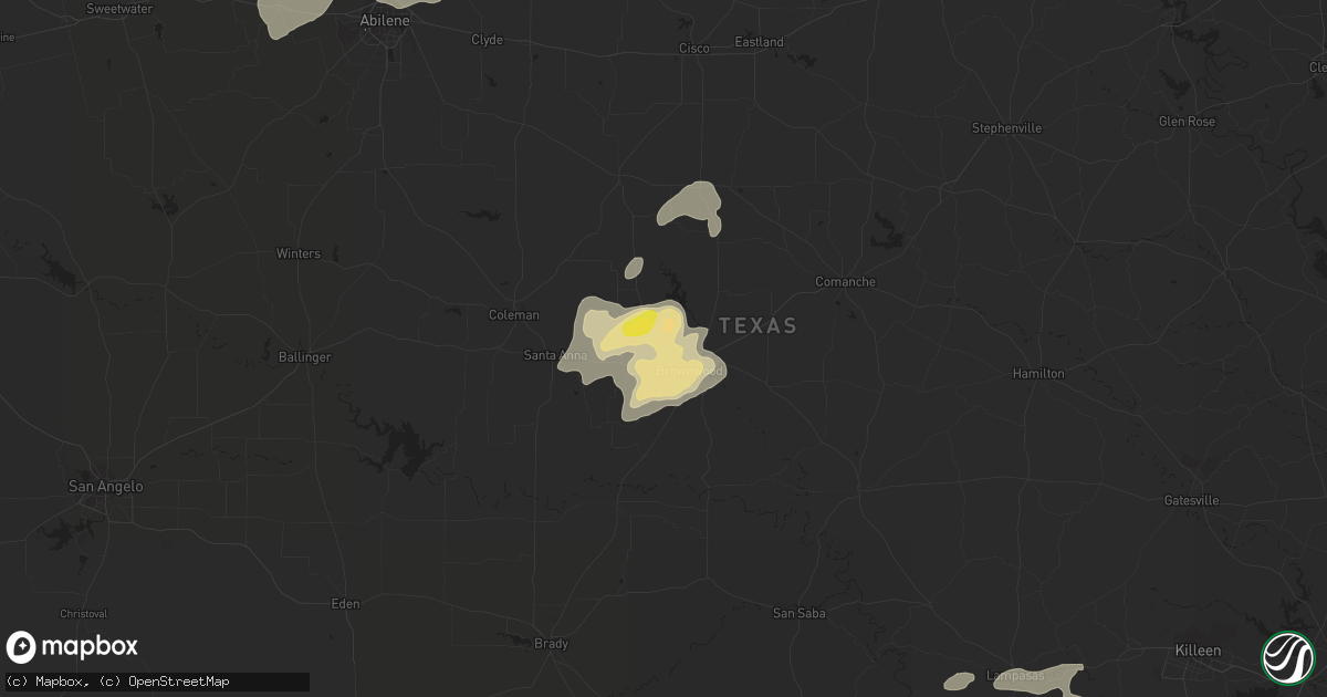 Hail map in Brownwood, TX on September 1, 2020