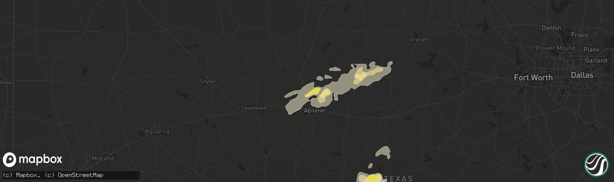 Hail map in Hawley, TX on September 1, 2020