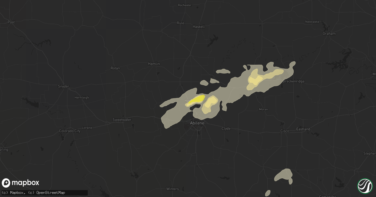 Hail map in Hawley, TX on September 1, 2020