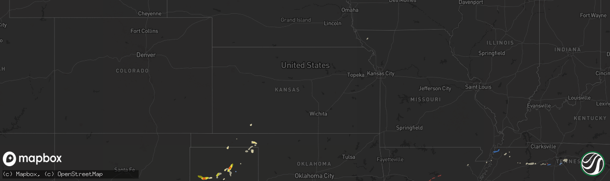 Hail map in Kansas on September 1, 2020