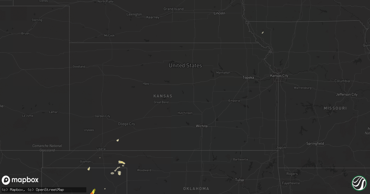 Hail map in Kansas on September 1, 2020