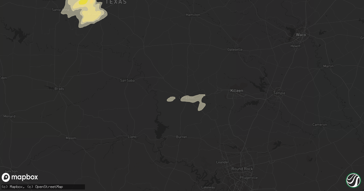 Hail map in Lampasas, TX on September 1, 2020