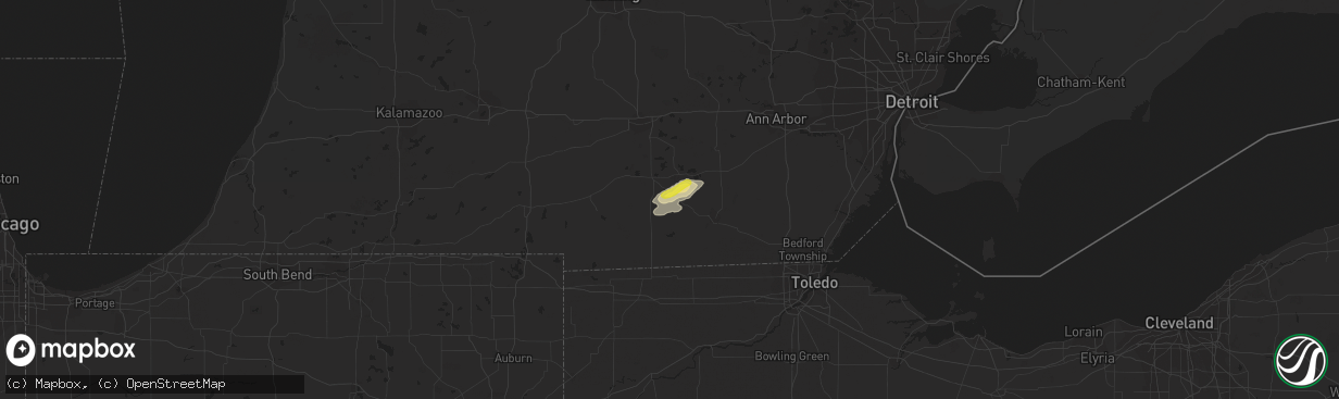 Hail map in Manitou Beach, MI on September 1, 2020