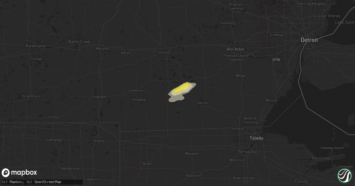 Hail map in Manitou Beach, MI on September 1, 2020