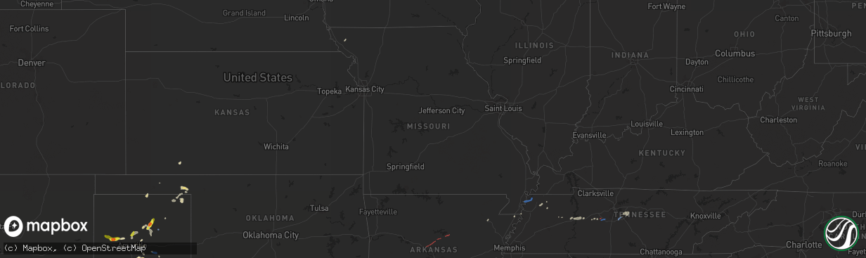 Hail map in Missouri on September 1, 2020