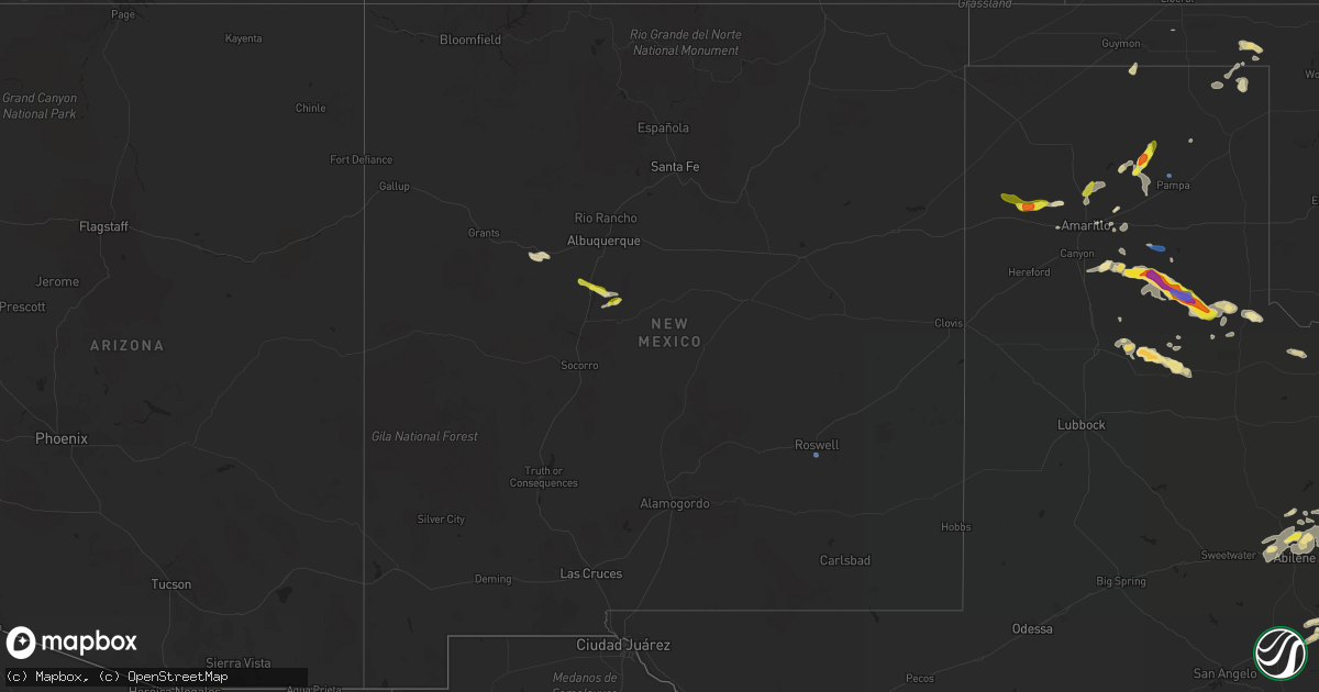 Hail map in New Mexico on September 1, 2020