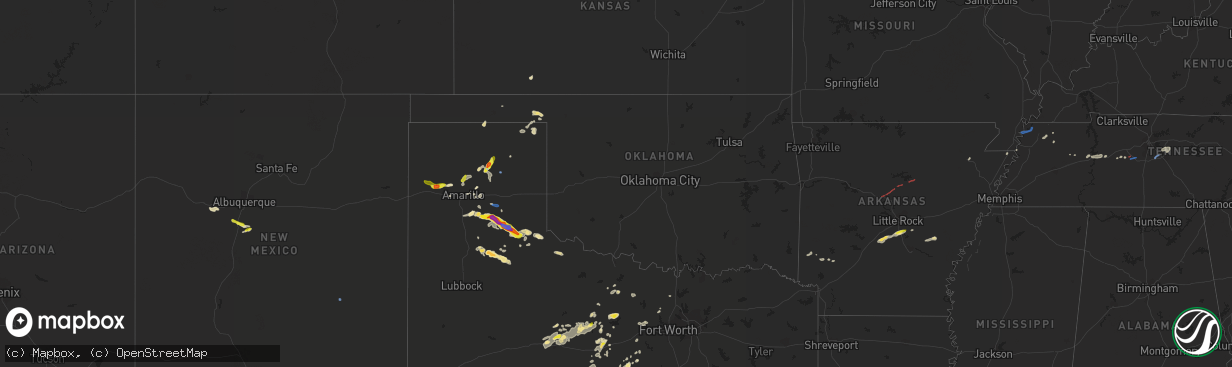 Hail map in Oklahoma on September 1, 2020