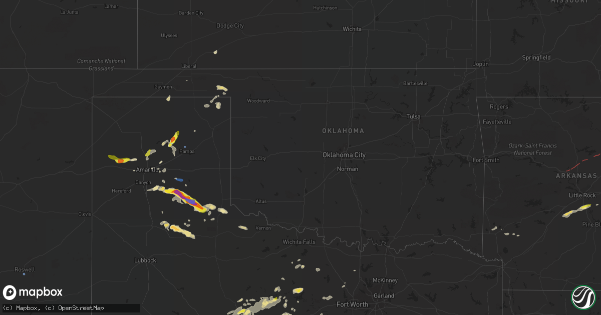 Hail map in Oklahoma on September 1, 2020