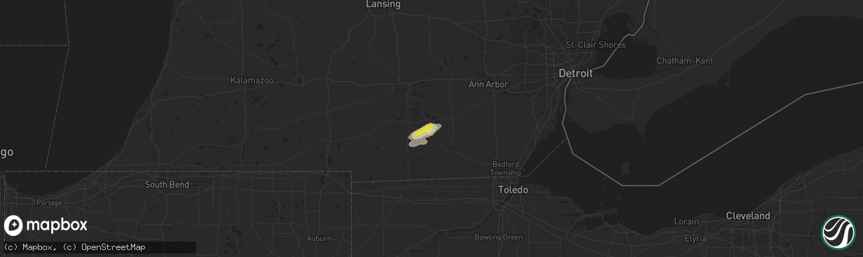 Hail map in Onsted, MI on September 1, 2020