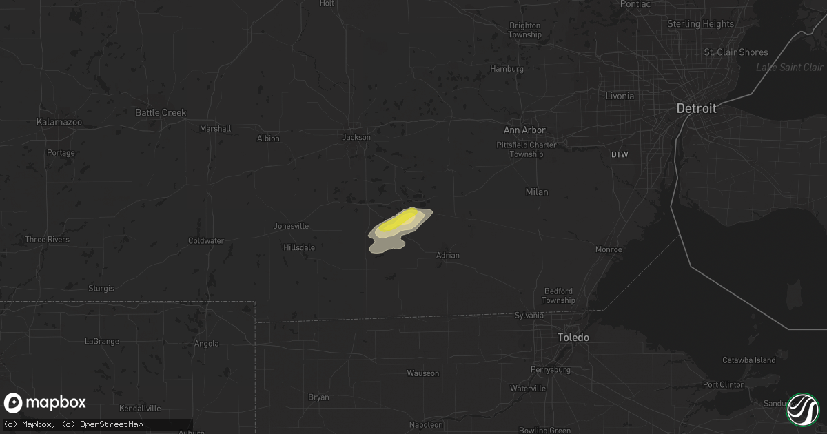 Hail map in Onsted, MI on September 1, 2020