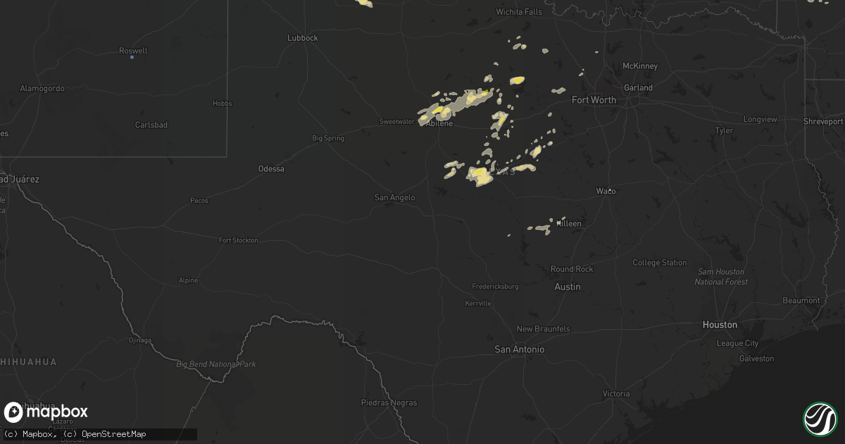 Hail map in Texas on September 1, 2020