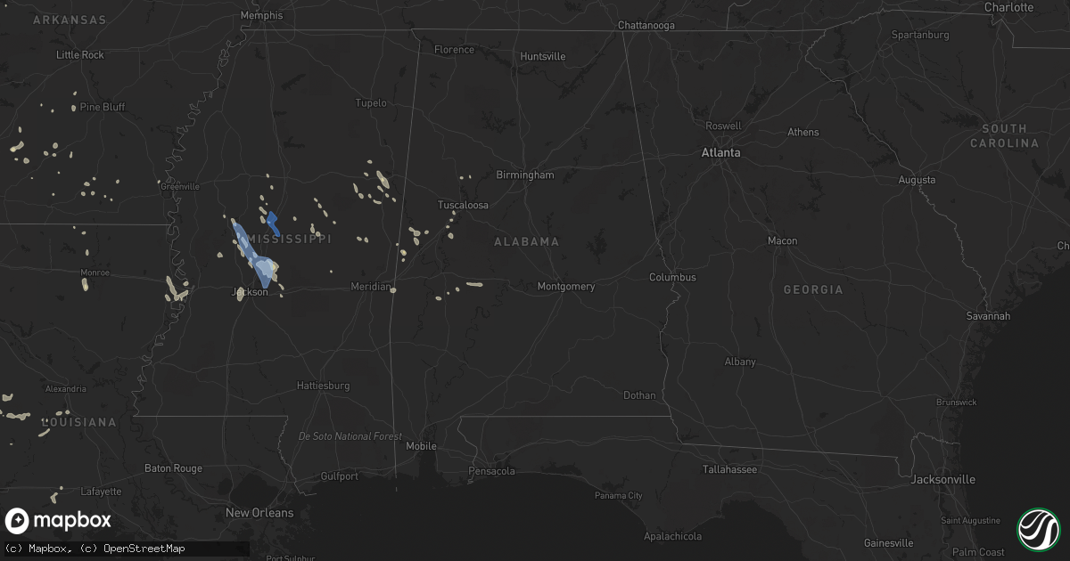 Hail map in Alabama on September 1, 2021