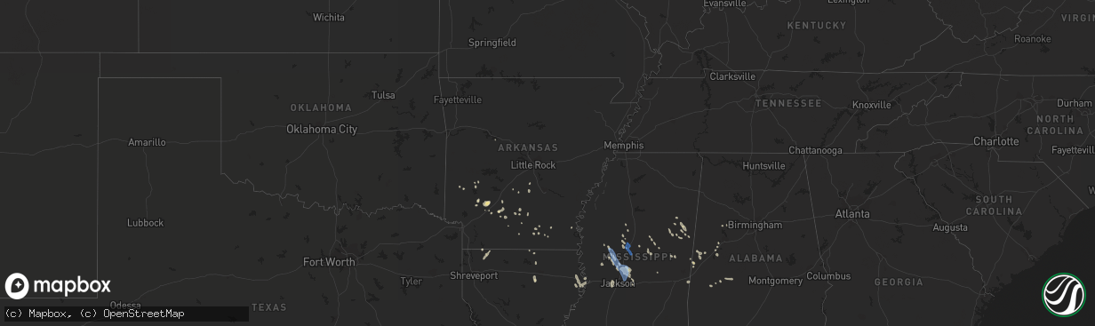 Hail map in Arkansas on September 1, 2021