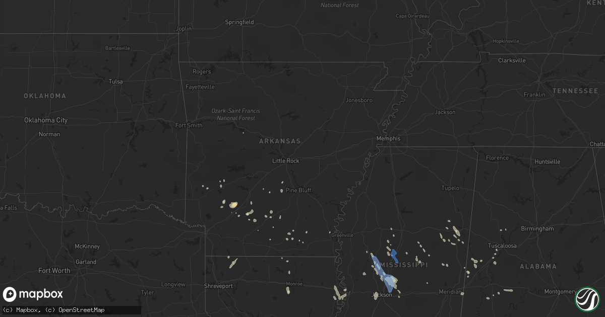 Hail map in Arkansas on September 1, 2021
