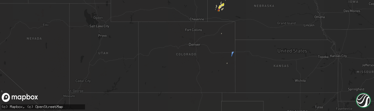 Hail map in Colorado on September 1, 2021