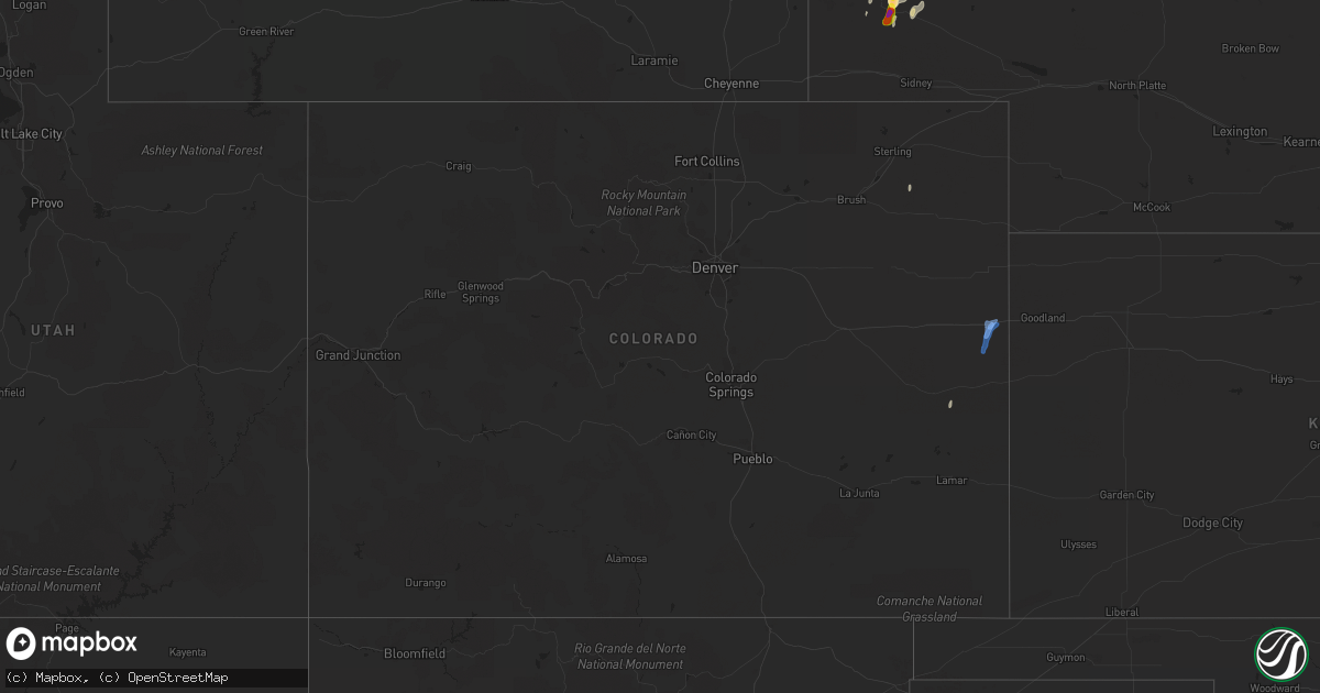 Hail map in Colorado on September 1, 2021