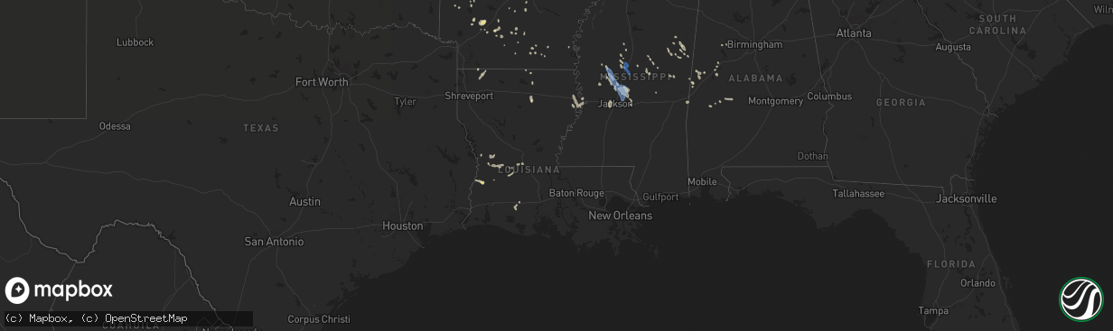 Hail map in Louisiana on September 1, 2021