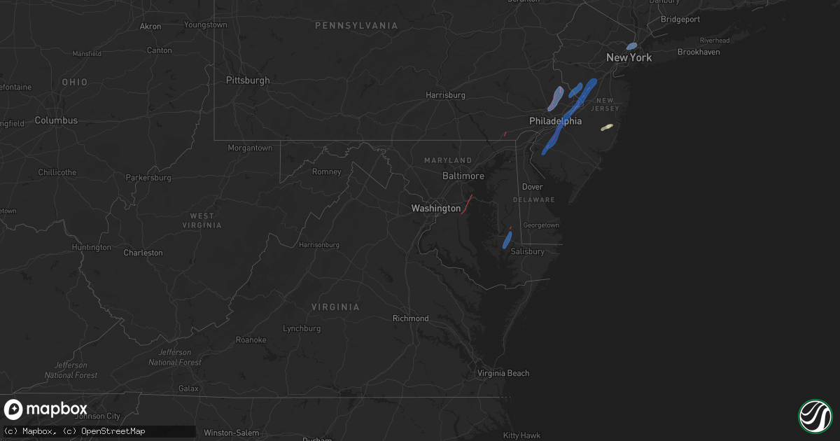 Hail map in Maryland on September 1, 2021