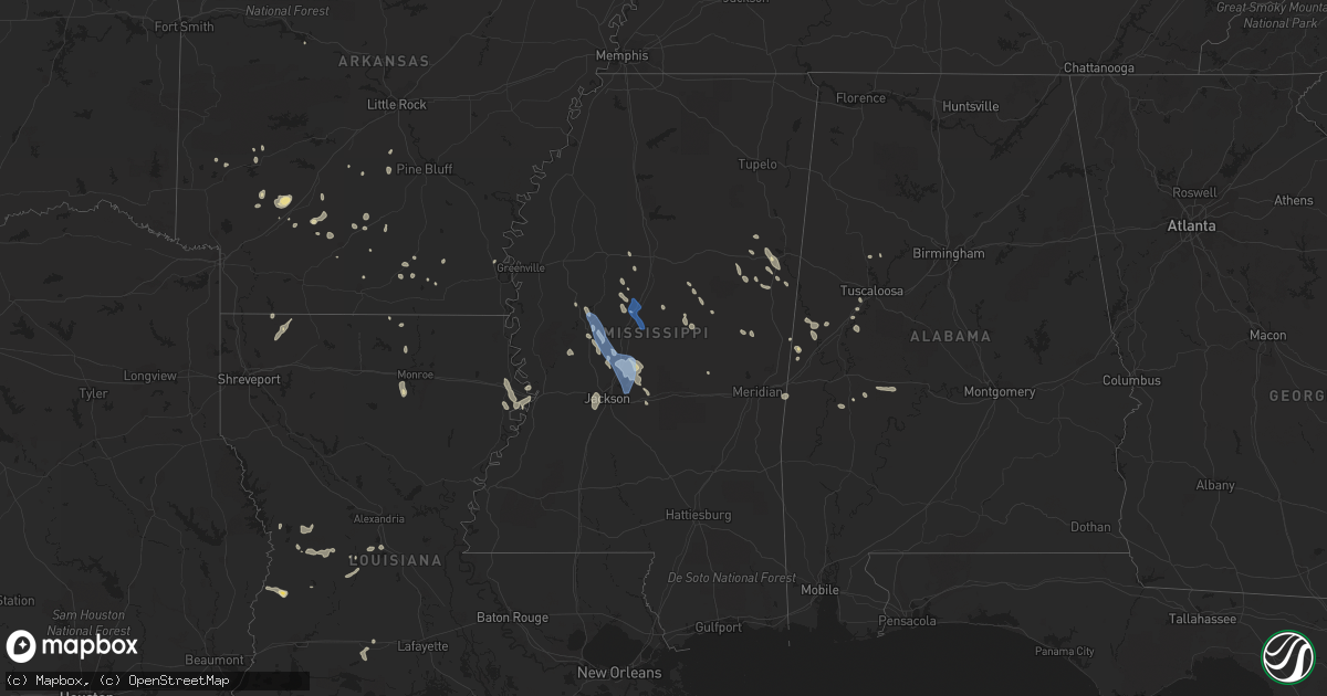 Hail map in Mississippi on September 1, 2021
