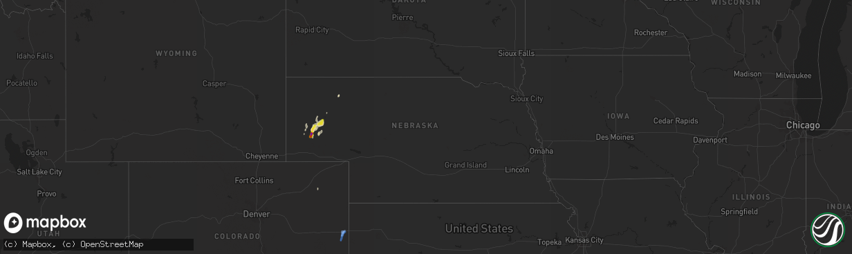 Hail map in Nebraska on September 1, 2021