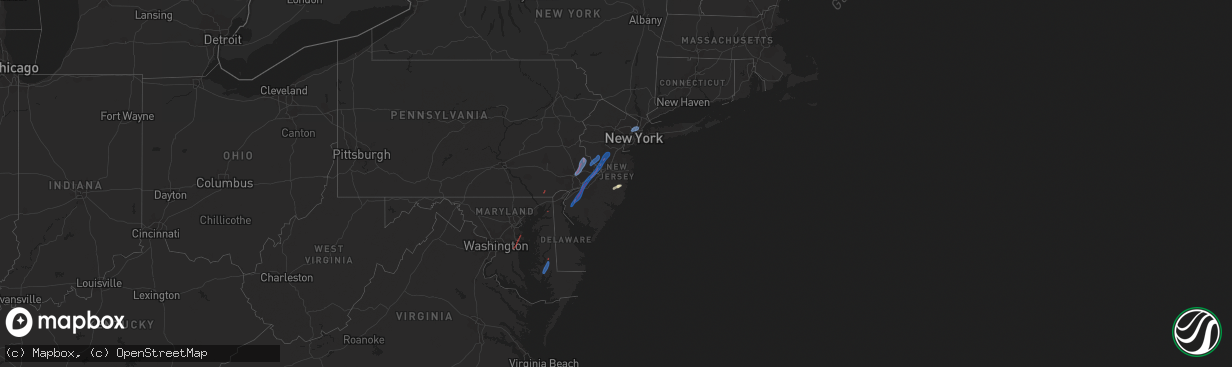 Hail map in New Jersey on September 1, 2021