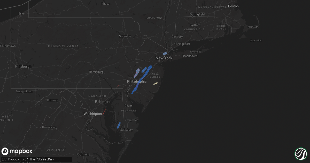 Hail map in New Jersey on September 1, 2021