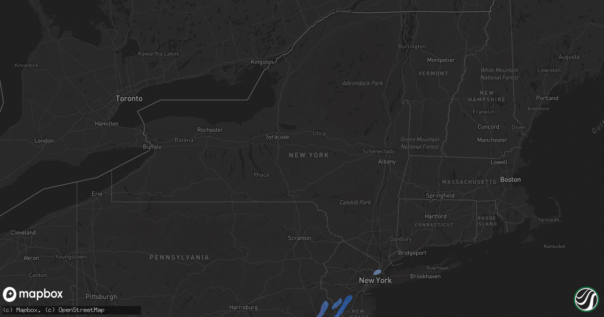 Hail map in New York on September 1, 2021