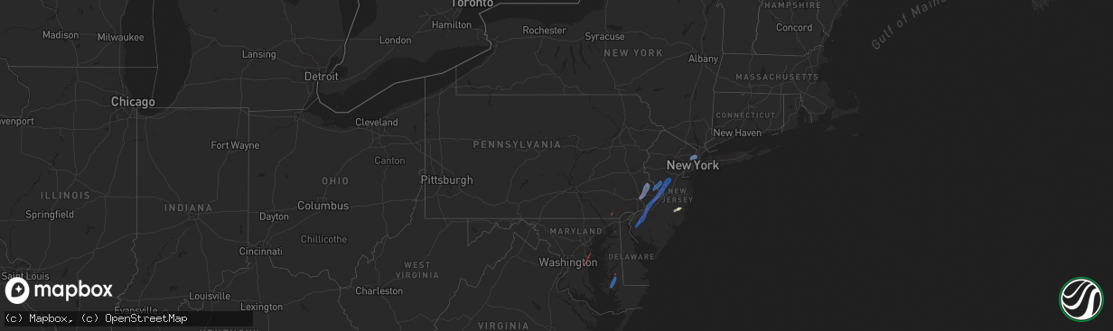 Hail map in Pennsylvania on September 1, 2021