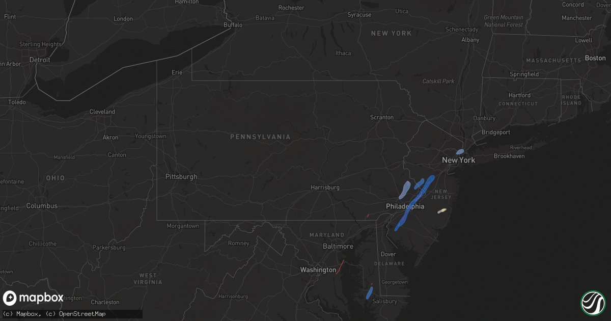 Hail map in Pennsylvania on September 1, 2021