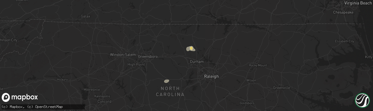 Hail map in Hillsborough, NC on September 1, 2024