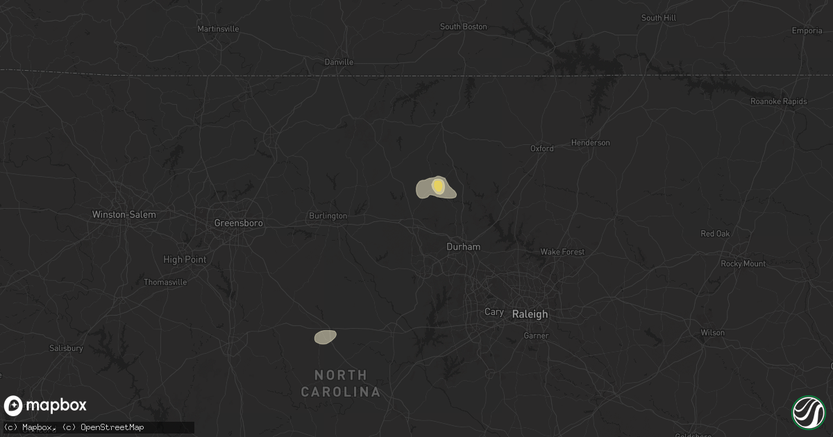 Hail map in Hillsborough, NC on September 1, 2024