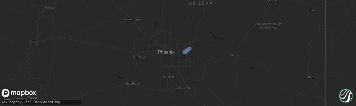 Hail map in Mesa, AZ on September 1, 2024