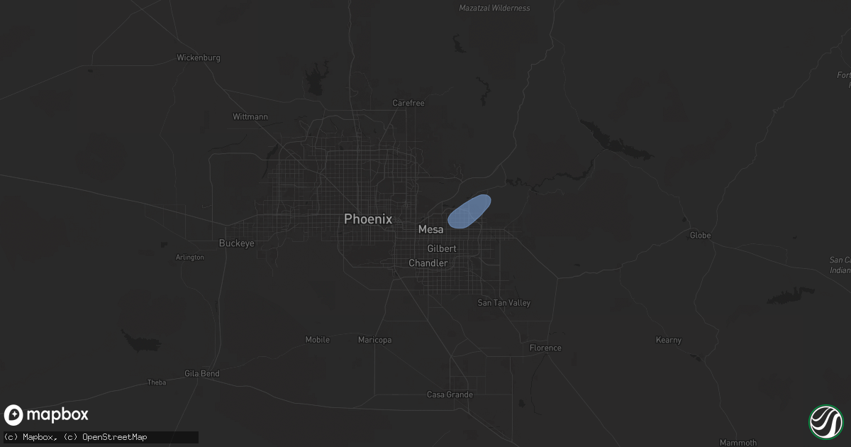 Hail map in Mesa, AZ on September 1, 2024